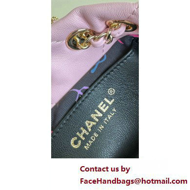 CHANEL Shiny Lambskin  &  Gold-Tone Metal Backpack AS4810 pink 2025